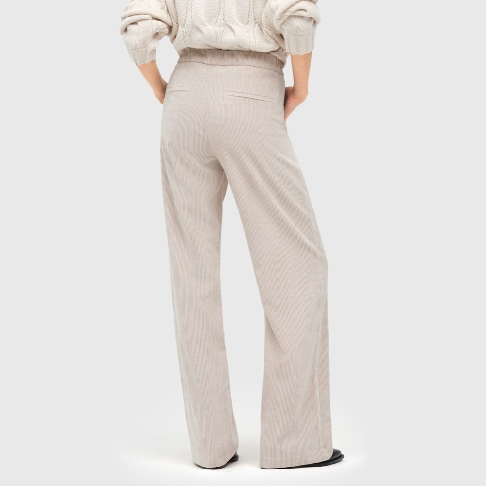 MAC Jeans Collection Chiara Wide Leg Pull On Corduroy Pants Sand Beige Size 36 - Picture 3 of 12